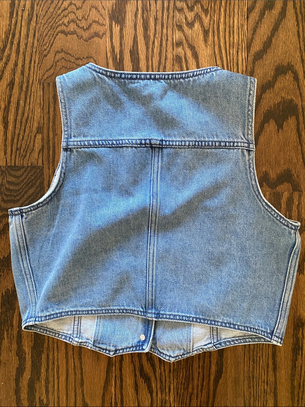 Miou Muse Light Blue Denim Button-Front Vest - Picture 3 of 3